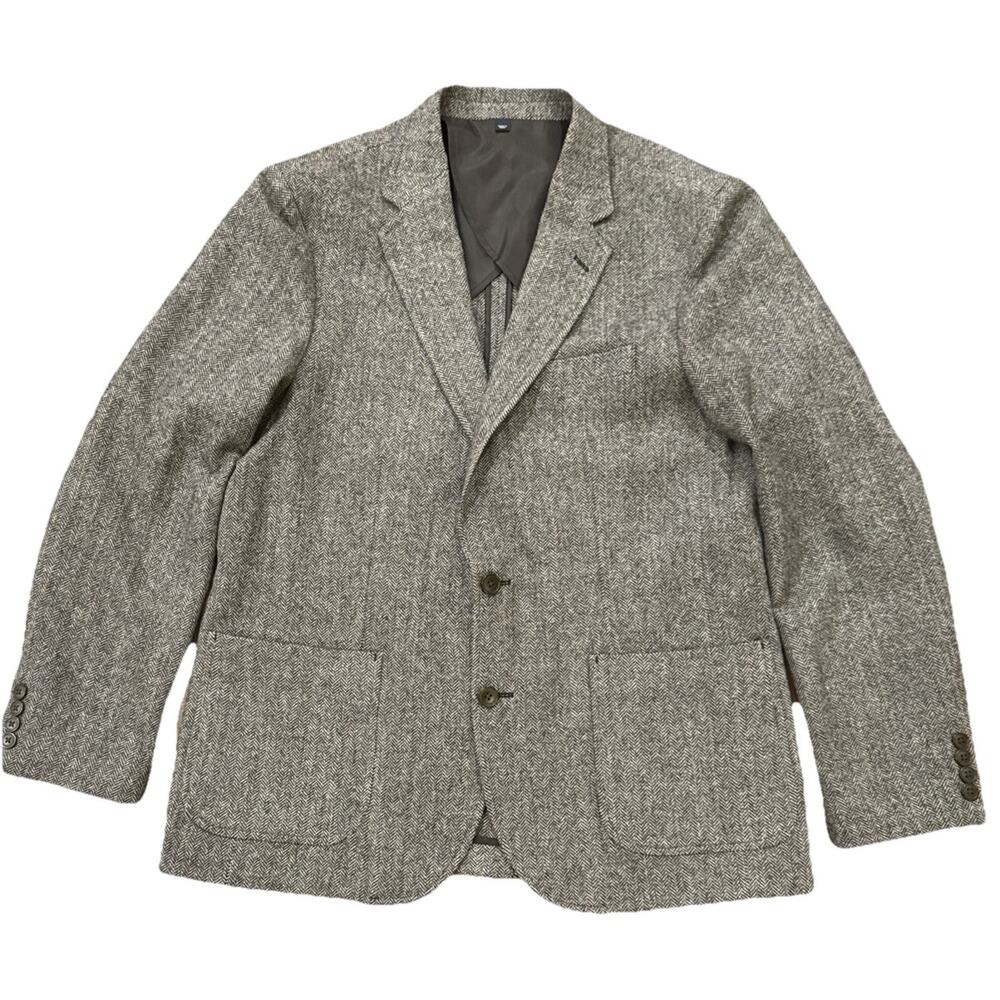 J. Crew Men 44 Thompson Gray Black Herringbone Blazer Jacket Sport Coat